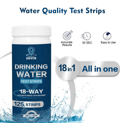 18 In 1 Water Test Strips Kit For Home And Well Water, 125 Strips, Easy At Home Drinking Water Quality Testing packaging