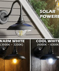 Solar Powered Outdoor Barn Light With Remote And Motion Sensor Aluminum Gooseneck Wall Light Waterproof Vintage Farmhouse Style For Barn Garage Shed Porch Chicken Coop Black 3 Modes