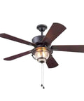 Merrimack II 52 Inch Matte Bronze LED Indoor And Outdoor Ceiling Fan With Light Kit Five Blade Seeded Glass Shade