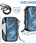 Dragon Blue Boat Passport Holder Family Passport Wallet with dragon design, adjustable strap, and RFID blocking lining.