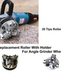 Pro Grade 30 Tip Bush Hammer Replacement Roller Set For 5 Inch Bush Hammer Plate with handheld polisher in use