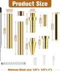 Sick 6 Piece Retractable Pen Kit Bundle Sweet Deal For Wood Turning Lathes Includes 8 MM Slimline Insert Kits With Smooth Click Refills showing detailed product size dimensions.