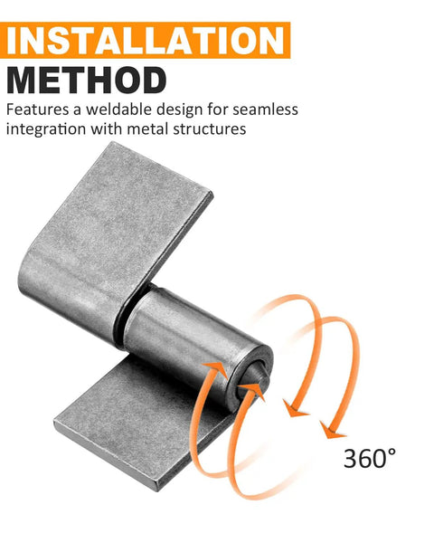 Heavy Duty Weld On Hinges For Metal Gates Doors And Trailers 4 Pack With Removable Pin For Easy Installation And Durable Weldable Steel Construction Ideal For Fences Cabinets Trailers And Gate Access. 360° weldable steel hinge