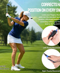 Golfer using Golf Grip Trainer Right Hand With Ergonomic Design To Correct Grip Posture, Improve Accuracy And Control, Blue
