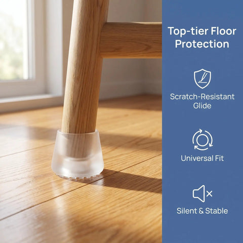 2Pc Rubber Chair Foot Pads Non Slip Floor Protectors For Chair Legs Universal Fit For Square Round And Rectangular Legs