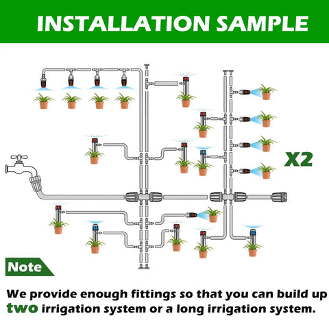 All In One 240 Ft Drip Irrigation Kit With One Half Inch Main Tubing And One Quarter Inch Distribution Tubing installation diagram