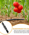 120 Piece Barbed Coupling Fittings Set For 1 Quarter Inch Drip Irrigation Tubing in garden with tomatoes