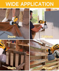 Beast Mode 700W HVLP Paint Sprayer used on doors, cabinets, chairs, and fences showcasing versatility and spray patterns