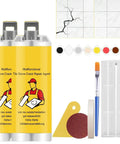 Fast Dry Tile Repair Glue For Ceramic Porcelain Marble And Stone Fixes Cracks Chips And Gaps Instantly With Invisible Waterproof Adhesive No Mess Easy DIY Paste For Quick Home Tile Fix 2 Pack with repair tools.