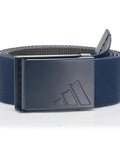 Reversible 1.5 Inch Golf Belt In Navy And Grey, 48 Inch Length, Cut To Size, Recycled Polyester With Metal Buckle And Raised Logo