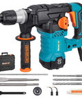 1-1/4 Inch SDS-Plus Rotary Hammer Drill With Vibration Control And Safety Clutch, 12.5 Amp Corded drill, 3 drill bits, chisels, case