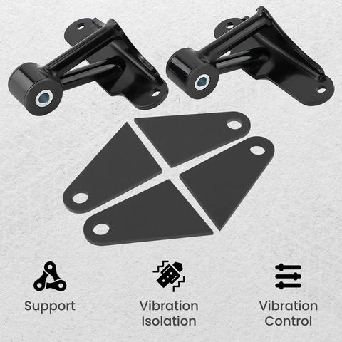 Black Pair Weld In Engine Swap Motor Mounts Kit For Ford SBF Small Block V8 289 302 351W with two mounts and four plates