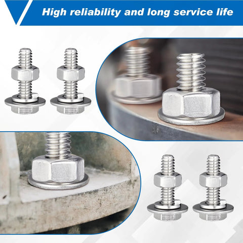 Therwen stainless steel hex bolt set with nuts and washers, 1/4-20 x 1 in, fully threaded