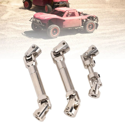 Universal 1/12 Scale RC Car Drive Shaft Axle Upgrade, Steel Transmission Joint displayed with RC car backdrop.