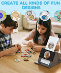 Children using 3 Inch Circle Punch For Button Making with Precision 86mm Circle Cutter and durable steel blade at a craft table.
