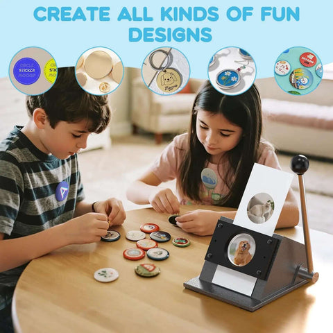 Children using 3 Inch Circle Punch For Button Making with Precision 86mm Circle Cutter and durable steel blade at a craft table.