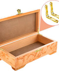 Open wooden jewelry box with gold 90 degree small chest hinges for easy install on boxes and cabinetry durable metal hardware