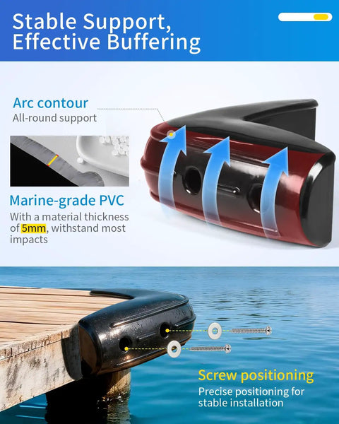 Hella Sturdy Marine Grade Dock Corner Bumpers Boss Level 10 6 Inch Inflatable Boat Hull Protectors For 90 Degree Angles with arc contour and marine-grade PVC