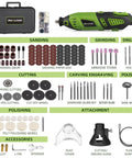 180W Rotary Tool Kit With 6 Variable Speeds And Flex Shaft 8000 To 32000 RPM All In One Heavy Duty Power Tool with accessories