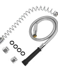 Heavy Duty 44 Inch Pre Rinse Hose With Grip Handle And Spring For Commercial Sinks Stainless Steel Overhead Spring And Heat Resistant Handle