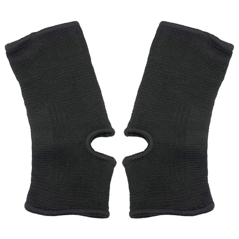 Youth Ankle Compression Sleeve For Active Kids Knit Ankle Brace For Sprains Tendonitis And Arthritis Perfect For Basketball Running Soccer Dance And Fitness Non Slip Secure Fit Breathable Sock Style 1 Pair Black, showing open heel and toe design.