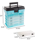 Portable Tool Box With Removable Drawers And Customizable Compartments For Hardware Tackle Beads And Crafts A Handy Grab And Go Organizer For Home Shop And Field Light Blue with dimensions.