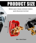 Pro Grade Performance Quick Release Top Post Battery Terminal Clamps With Weatherproof Boots showing size dimensions.
