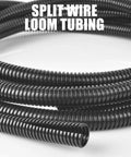 Heavy-Duty 1/4 Inch Split Wire Loom Tubing, 30 Ft slick cord protector, black flexible tubing for cable organization.
