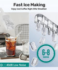 Compact Countertop Ice Maker With Self Cleaning Design And Rapid Cube Batch Output Built Straight For Your Kitchen Or Patio Portable Setup Featuring A Sturdy Carry Handle For Zero Fuss Transport And Ready When You Are Chill Sessions making ice for iced coffee
