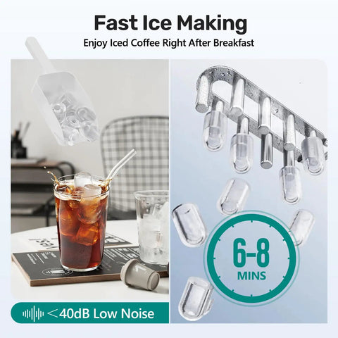 Compact Countertop Ice Maker With Self Cleaning Design And Rapid Cube Batch Output Built Straight For Your Kitchen Or Patio Portable Setup Featuring A Sturdy Carry Handle For Zero Fuss Transport And Ready When You Are Chill Sessions making ice for iced coffee