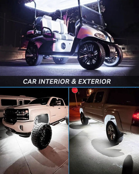 Golf cart and trucks illuminated by 12V White LED Light Strip Kit For Cars Boats Motorcycles Golf Carts And Trucks Tailgate Ready