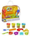 Kid Friendly 9 Piece Starter Set With Storage Tote And Four Modeling Cans For Arts And Crafts Ages 3 And Up Back To School Classroom Supplies And Preschool Toys That Travel Well, including colorful tools and Play-Doh cans.