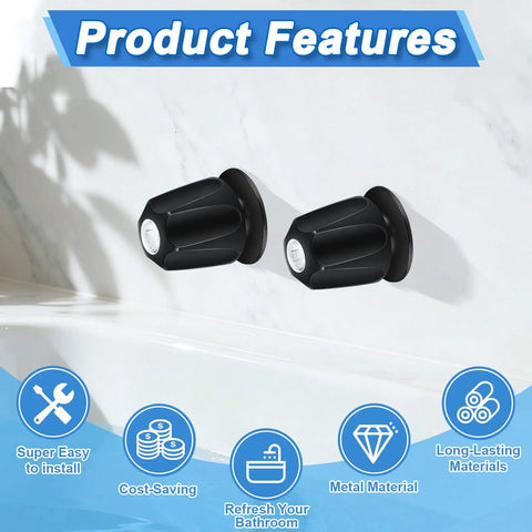Two Piece Bathtub Shower Knob Replacement Kit For Price Pfister Verve And Windsor Tub Faucets With Hot And Cold Brass Stem Knobs In Matte Black Finish