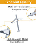 Close-up of Hollow Wall Anchors Set 44 Pc Heavy Duty Toggle Bolts And Wing Nuts Kit showing galvanized finish and metal strength labels