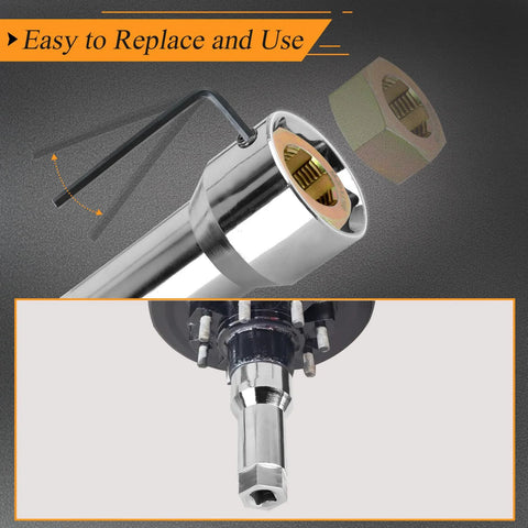 Tesmirror axle spindle thread repair kit; chrome tool head with brass dies and 1-1/16 inch extension bar (front view)