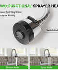 Top Shelf Two Handle Kitchen Faucet Featuring Slick High Arch Curve And Full 360 Swivel Motion Built With Rust Resistant Stainless Steel and Polished Chrome with two-function sprayer head.