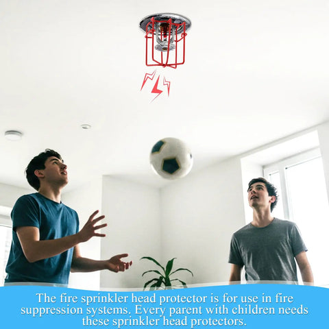 24 Pack Red 1/2 Fire Sprinkler Cage Guards Vandal Proof Protection Covers for Upright Pendant and Sidewall Mounts installed in ceiling.