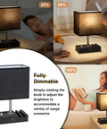 Dope Dual USB Dimmable Bedside Lamp With Phone Stand And Type C Charging Ports Black Desk Lamp for different dimming levels