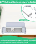 Replacement 24V DC Power Cord For Cricut Maker 3 Cutting Machine, 100-240V Input, white adapter cable with plug and connector.