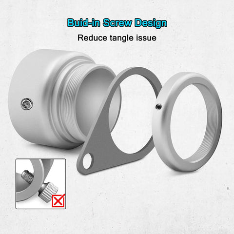 Premium Aluminum Flag Pole Rings Featuring Smooth Three Sixty Rotation And Corrosion Resistant Locking Clips To Keep Your Banner Rolling Clean And Tangling Free On Windy Days For Half To One Inch Diameter Masts Silver Two Pack, showing screw design.