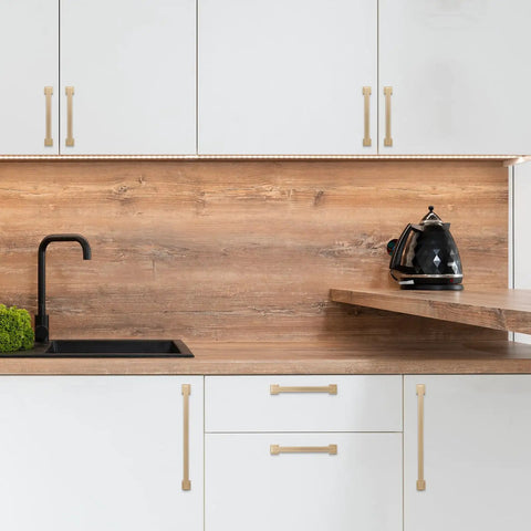 Modern kitchen with 2 Pack 10 Inch Champagne Bronze Cabinet Handles And Gold Kitchen Cabinet Pulls Set For Doors And Drawers