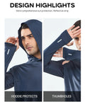 Mens Sun Protection Hoodie Shirt With UPF 50 Plus Long Sleeve Rash Guard For Fishing Swimming And Running Lightweight Breathable Moisture Wicking UV SPF Cool Gray with hood and thumbholes