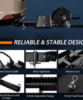 600LBS Motorcycle Carrier Hitch Mounted Rack With Loading Ramp Wheel Chock And Straps Beefy Heavy Duty Steel Hauler features