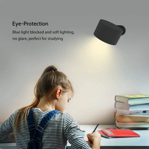Child studying with Rechargeable Magnetic LED Reading Light Wall Sconce With Touch Control illuminating desk