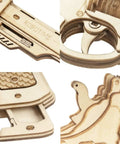 Close-up details of Dope 3D Wooden Puzzle And Mechanical Model Kit for DIY builders showing intricate wood designs and mechanics.
