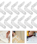 12 Pack Stainless Steel L Brackets For Wood Shelves And Table Legs 90 Degree Corner Braces with easy installation shown