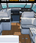 EVA Foam Boat Flooring Decking Faux Teak in motorboat interior brown with black lines non-slip durable 94.5 by 15.7 inches