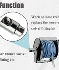 Two Pack 1/2 Inch Hose Reel Swivel Fittings Replacement Made From Ni Al Nickel Aluminum Alloy Durable Metal Corrosion And Rust Resistant Heavy Duty Design For Easy Replacement On Hose Reels And Reel Systems: hose reel swivel fitting and reel