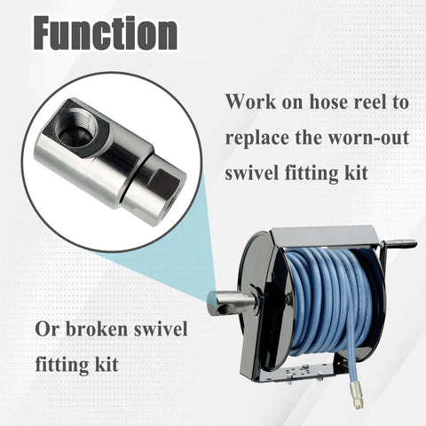 Two Pack 1/2 Inch Hose Reel Swivel Fittings Replacement Made From Ni Al Nickel Aluminum Alloy Durable Metal Corrosion And Rust Resistant Heavy Duty Design For Easy Replacement On Hose Reels And Reel Systems: hose reel swivel fitting and reel