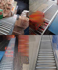 Heavy Duty Light-Duty Steel Roller Conveyor For Portable Warehouses And Factories With 2.5cm Diameter unpowered slides, shown in use with boxes.